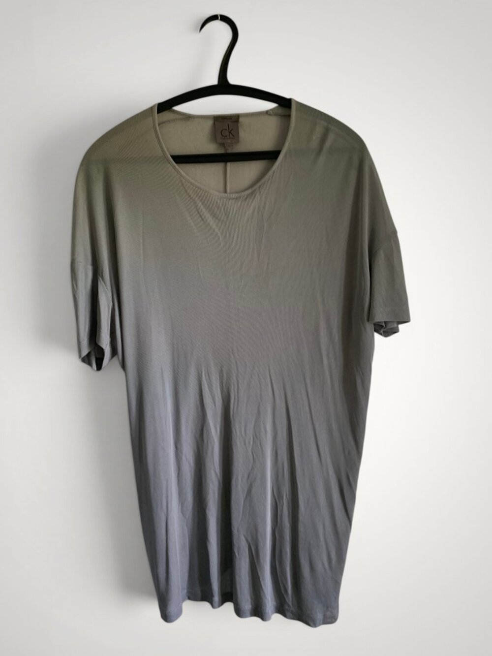 CK Calvin Klein grey rib silk jersey t-shirt, Size L